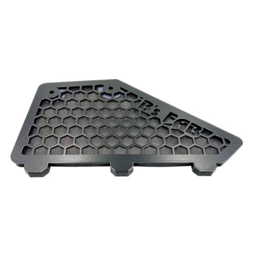 Black honeycomb mesh vent cover with JB's FAB logo.