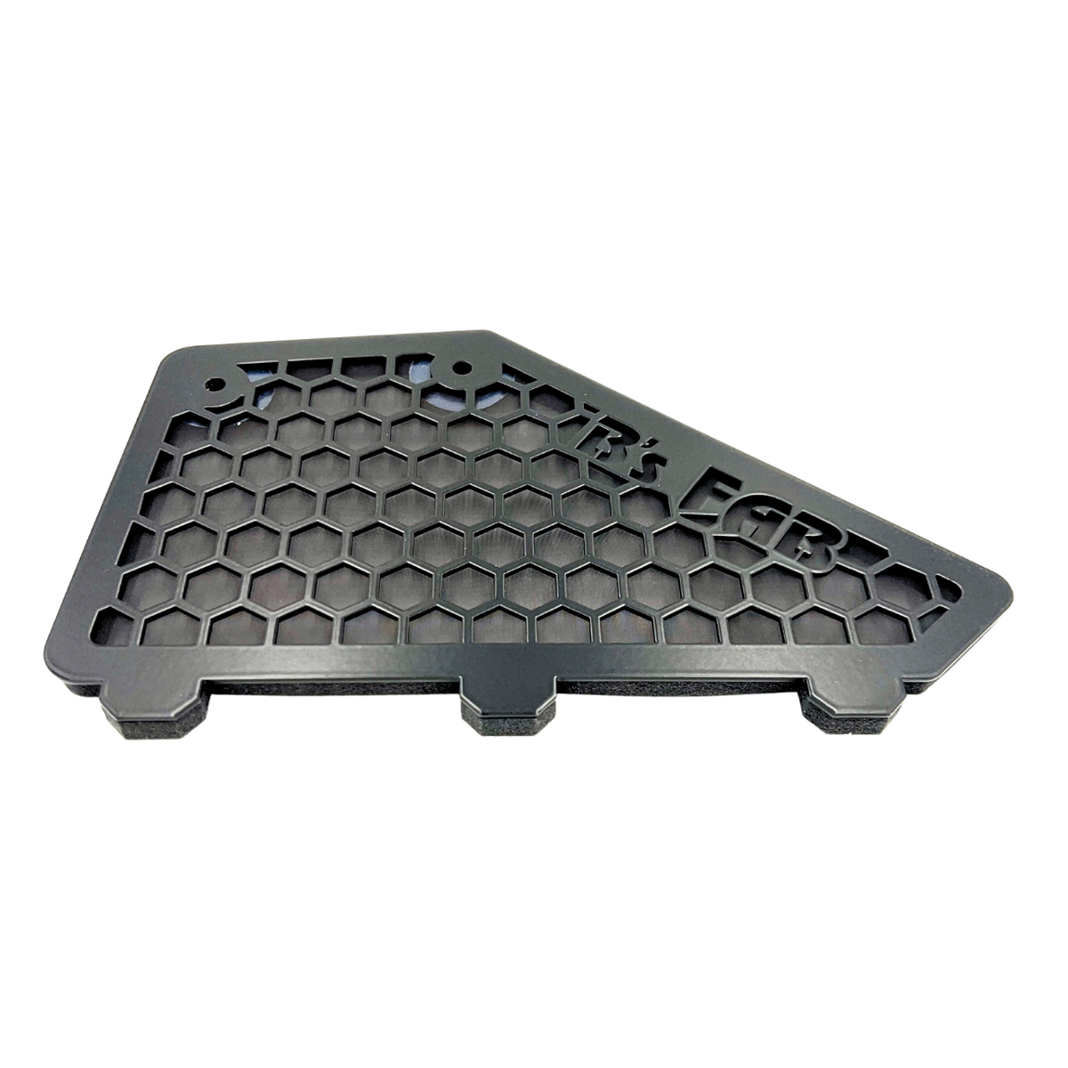 Black honeycomb mesh vent cover with JB's FAB logo.