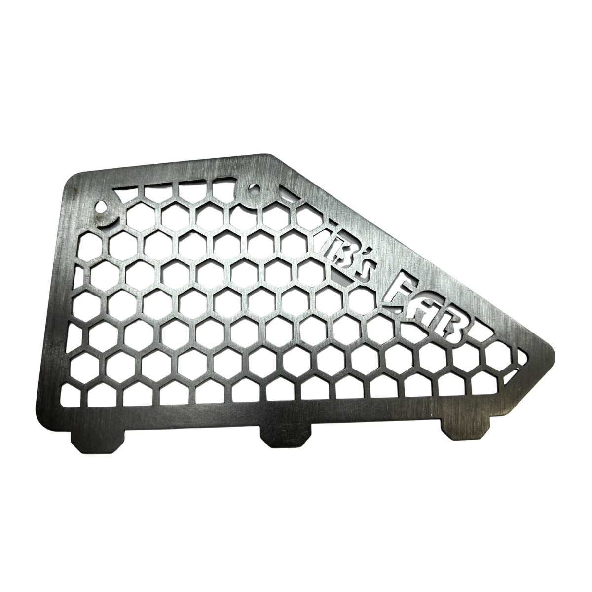 Metallic hexagonal grille with 'JB's FAB' logo.
