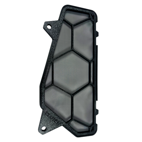 Black Raijintek dust filter with a hexagonal mesh pattern.